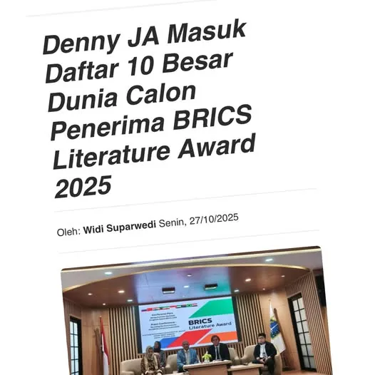 DENNY JA MASUK DAFTAR 10 BESAR DUNIA CALON PENERIMA BRICS LITERATURE AWARD 2025