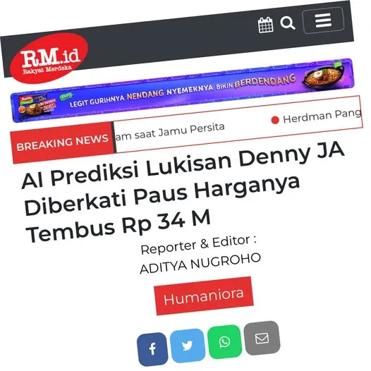 CHATGPT PREDIKSI LUKISAN HISTORIS DENNY JA YANG DIBERKATI PAUS FRANSISKUS DI PINGGIR JALAN SEHARGA 3...