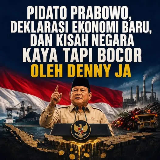 PIDATO PRABOWO, DEKLARASI EKONOMI BARU, DAN KISAH NEGARA KAYA TAPI BOCOR