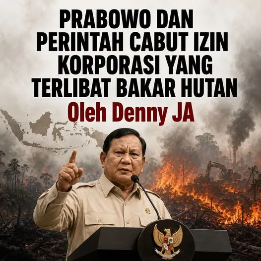 PRABOWO DAN PERINTAH CABUT IZIN KORPORASI YANG TERLIBAT BAKAR HUTAN