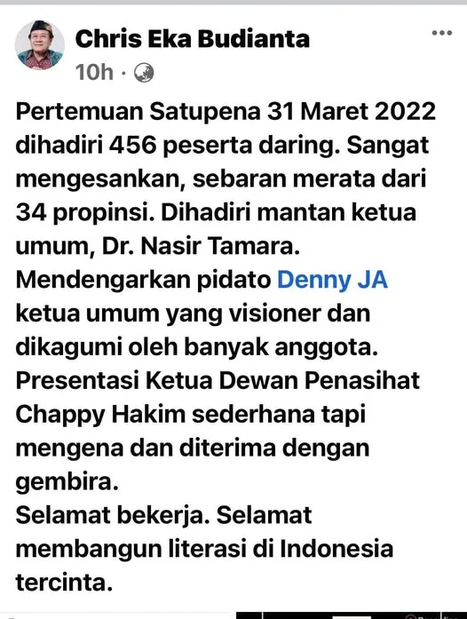 Tks senior Eka Budianta