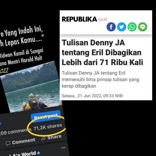 Tulisan Denny JA Soal Eril Ridwan Kamil Di Facebook Di-Share Lebih Dari 71 Ribu Kali