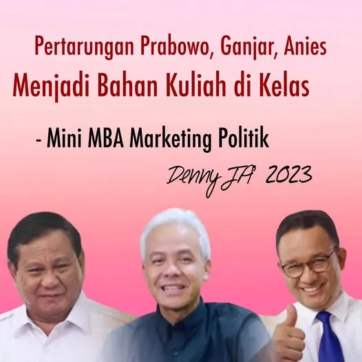 PERTARUNGAN PRABOWO, GANJAR, ANIES MENJADI BAHAN  KULIAH DI KELAS 