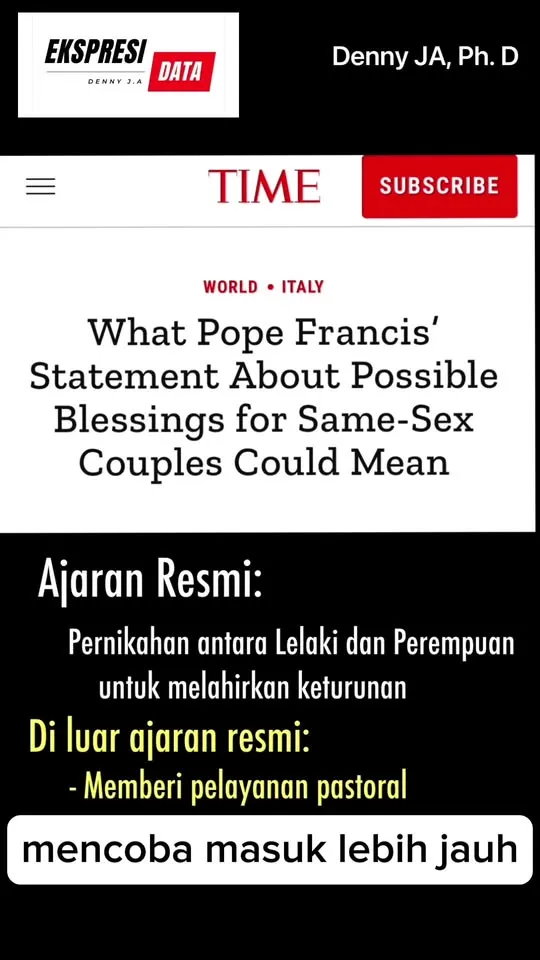 Denny JA: Akankah Gereja Katolik Lebih Toleran dengan LGBT?