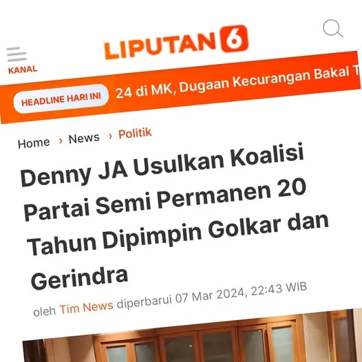DENNY JA USULKAN KOALISI PARTAI SEMI PERMANEN 20 TAHUN DIPIMPIN GOLKAR DAN GERINDRA